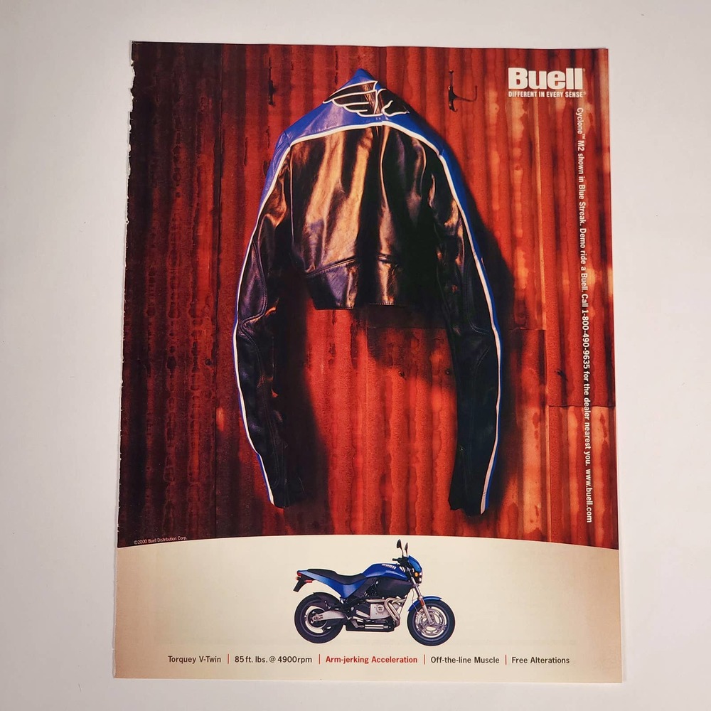 Vintage Buell Cyclone M2 Print Ad 2000 Motorcycle Poster Decor Advertising Y2K